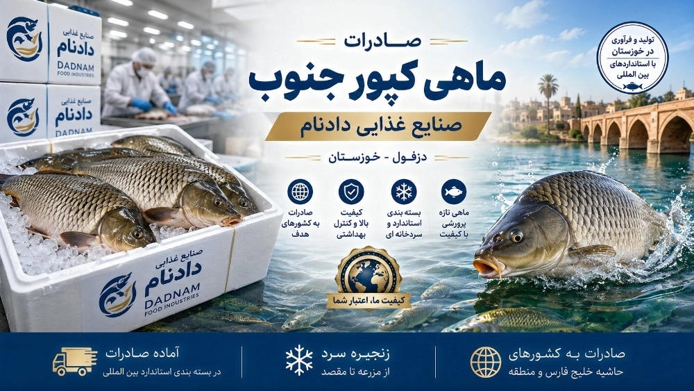صادرات ماهی کپور جنوب؛ راهنمای جامع بازار جهانی، استانداردها و بهترین تامین‌کننده صنایع غذایی دادنام